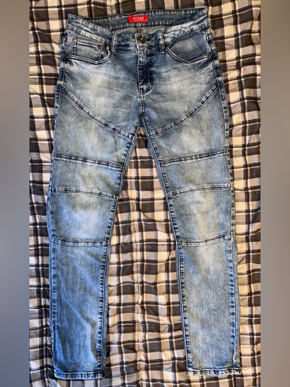 Guess Slim Tapered Moto Denim Size 30
